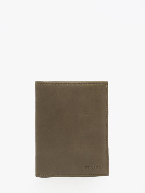 Wallet With Coin Purse Oil Leather Etrier Green oil EOIL142